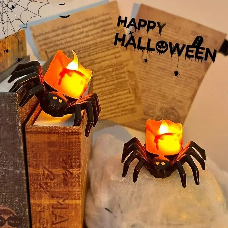 Halloween Spider Candlestick - Battery - Operated Flameless LED Halloween Candles