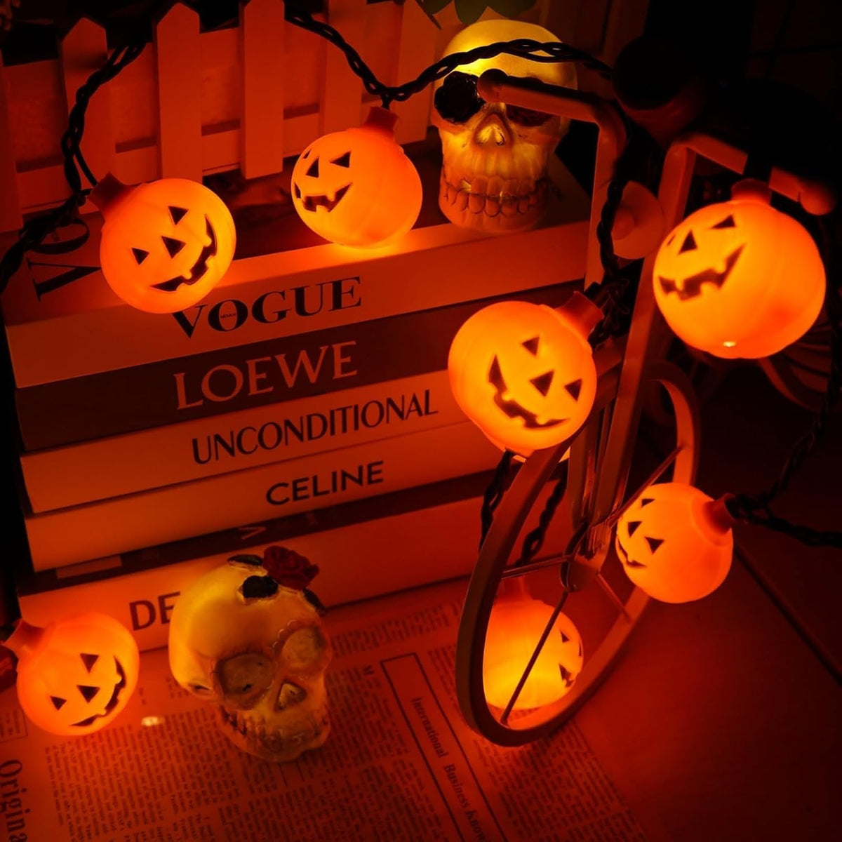 Halloween LED Pumpkin String Lights - Halloween Pumpkin Lights for Indoor and Outdoor Decoration