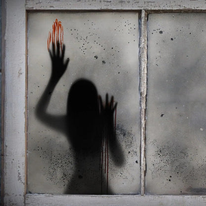 Halloween Wall Stickers Glass Ghost Decorations - Self Adhesive Horror Blood Fingerprints Stickers