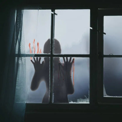 Halloween Wall Stickers Glass Ghost Decorations - Self Adhesive Horror Blood Fingerprints Stickers