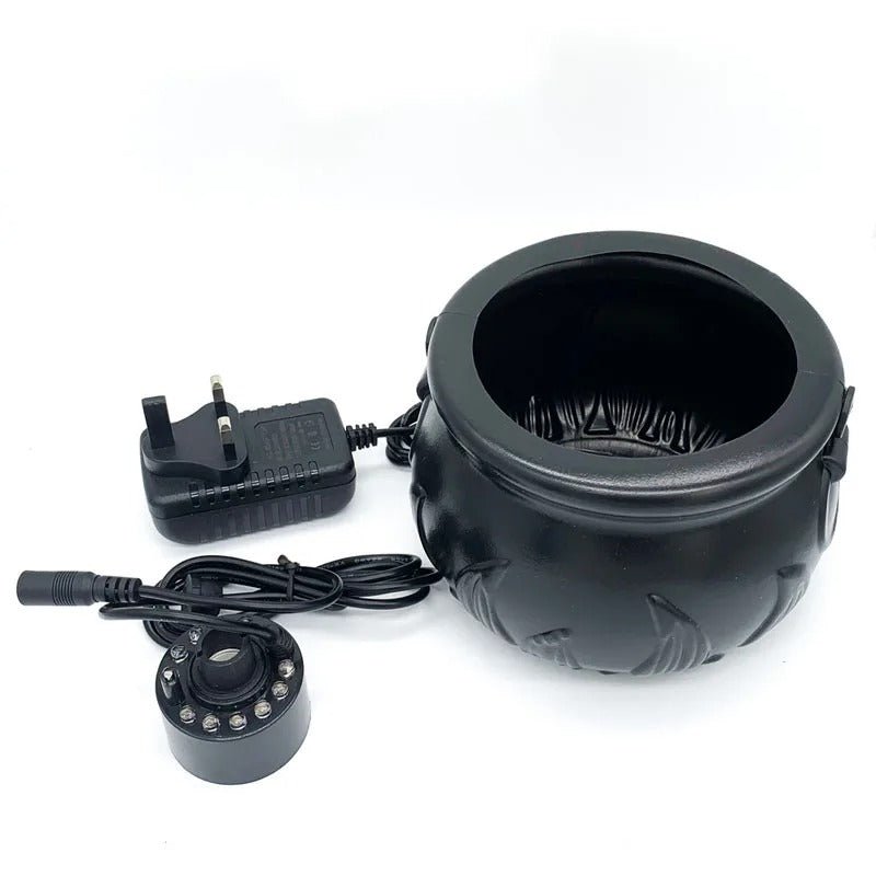 Halloween Witches Cauldron Lamp - Black Witch Jar Atomizer Lamp with LED Lights for Holiday Party Fog Smoke Making