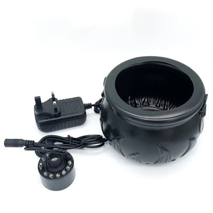 Halloween Witches Cauldron Lamp - Black Witch Jar Atomizer Lamp with LED Lights for Holiday Party Fog Smoke Making