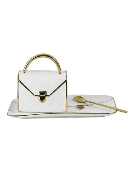 Handbag Inspired Ceramic Mug Set with Saucer & Spoon – Unique Bag Design, Perfect for Coffee, Tea & the Ultimate Birthday Gift