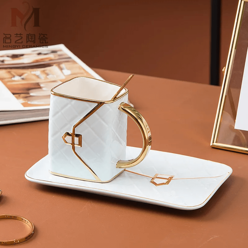 Handbag Inspired Ceramic Mug Set with Saucer & Spoon – Unique Bag Design, Perfect for Coffee, Tea & the Ultimate Birthday Gift