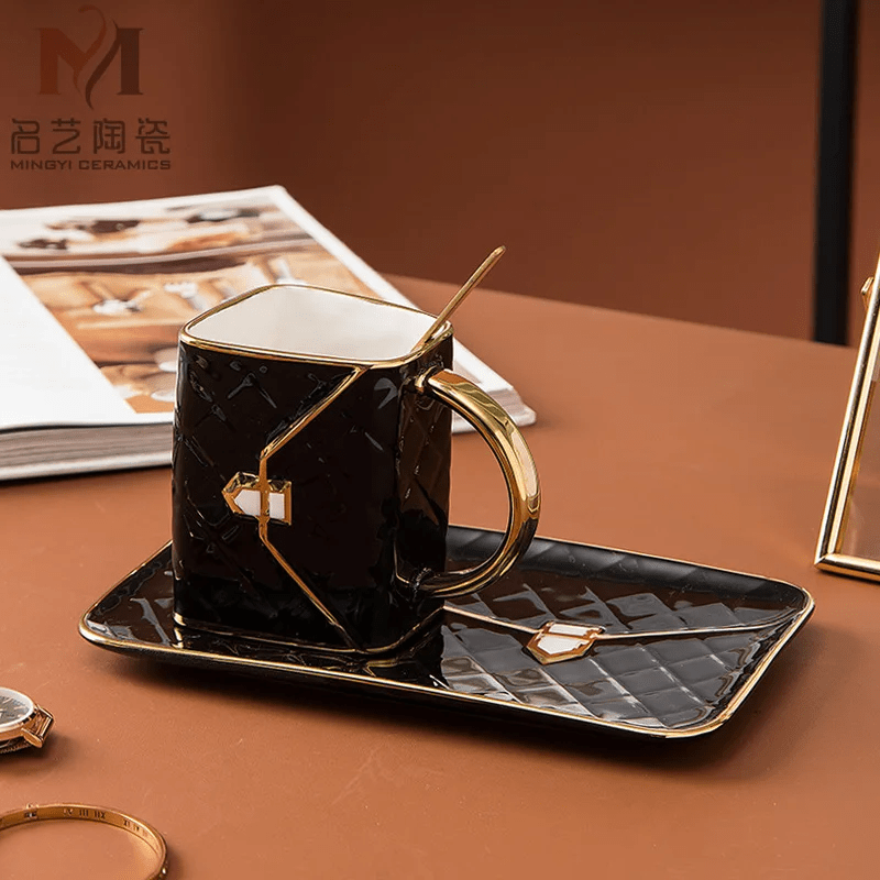 Handbag Inspired Ceramic Mug Set with Saucer & Spoon – Unique Bag Design, Perfect for Coffee, Tea & the Ultimate Birthday Gift