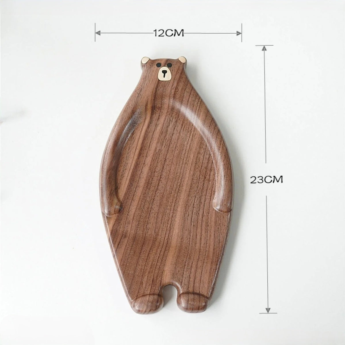 Handcrafted Black Walnut Bear Serving Plate – Elegant Japanese-Style Wooden Dish for Fruits, Snacks & Cozy Dining