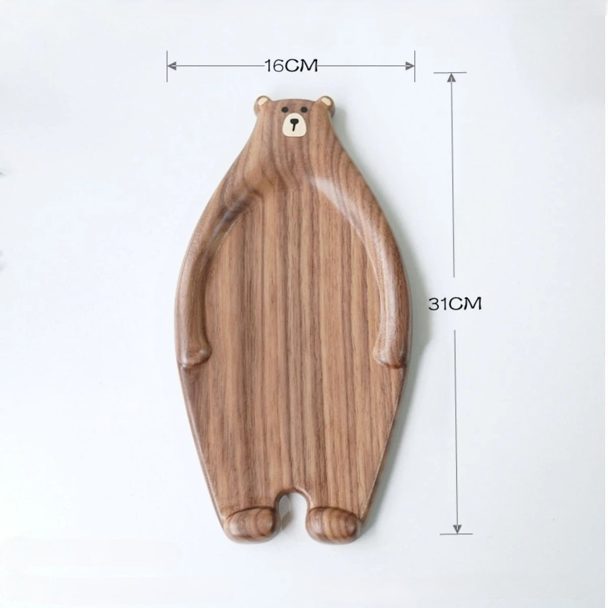 Handcrafted Black Walnut Bear Serving Plate – Elegant Japanese-Style Wooden Dish for Fruits, Snacks & Cozy Dining
