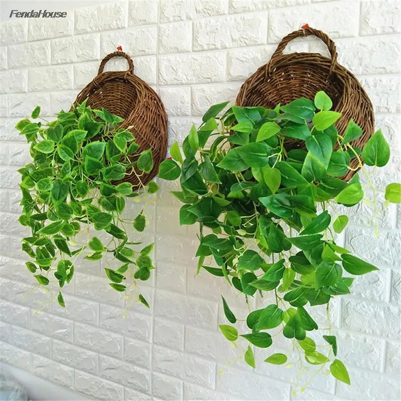 Handmade Wicker Wall Hanging Basket – Rustic Rattan Basket for Indoor Greenery, Garden Vines & Floral Displays in 4 Stunning Colors