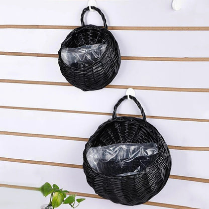 Handmade Woven Hanging Basket – Natural Wicker Storage Hanging Wall Basket for Home, Garden, Wedding, and Wall Decorations.