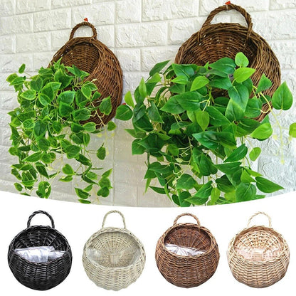 Handmade Woven Hanging Basket – Natural Wicker Storage Hanging Wall Basket for Home, Garden, Wedding, and Wall Decorations.