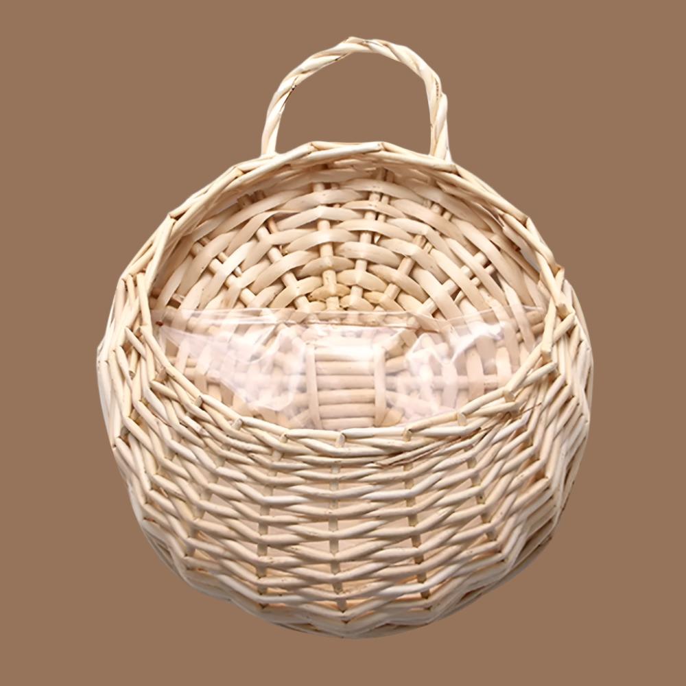 Handmade Woven Hanging Basket – Natural Wicker Storage Hanging Wall Basket for Home, Garden, Wedding, and Wall Decorations.