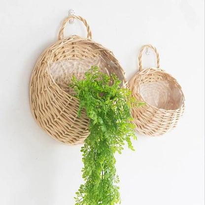 Handmade Woven Hanging Basket – Natural Wicker Storage Hanging Wall Basket for Home, Garden, Wedding, and Wall Decorations.
