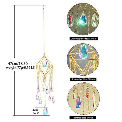Hanging Sun Catcher Crystal - Hanging Crystal Suncatcher with Chain Rainbow Maker Crystal Prism for Home Decor