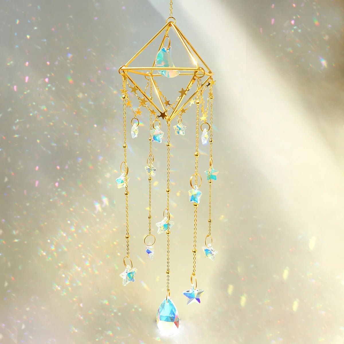 Hanging Sun Catcher Crystal - Hanging Crystal Suncatcher with Chain Rainbow Maker Crystal Prism for Home Decor