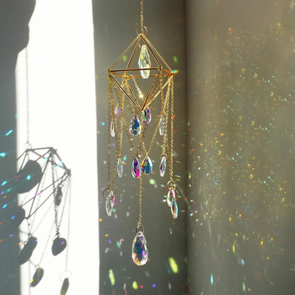 Hanging Sun Catcher Crystal - Hanging Crystal Suncatcher with Chain Rainbow Maker Crystal Prism for Home Decor