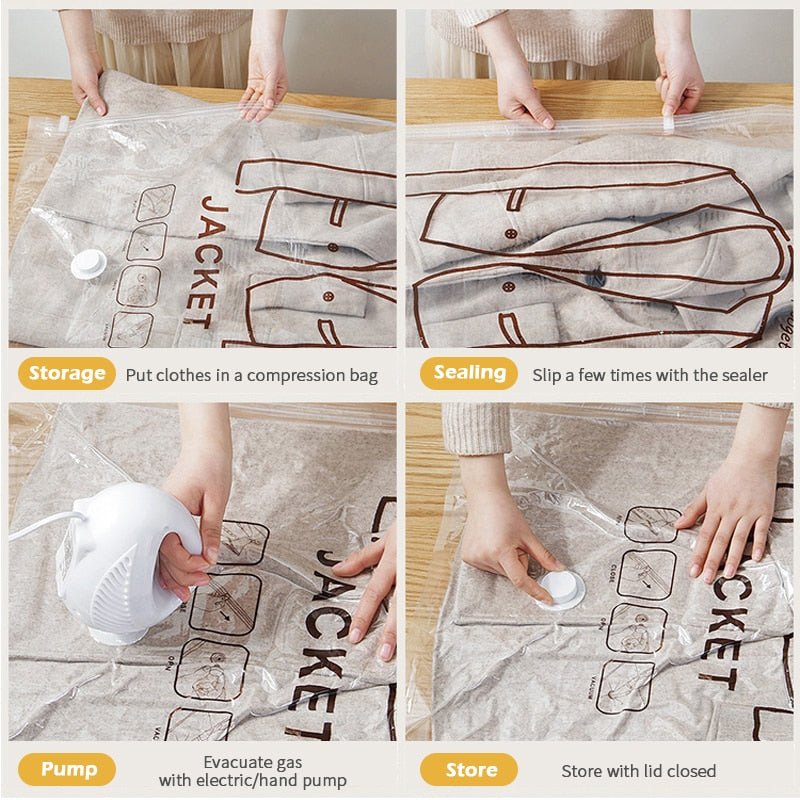 Hanging Vacuum  Bags - Organizer Vacuum Bag, Space Saving Clear Seal Compressed Bags