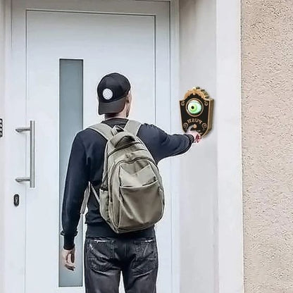 Animated Eyeball Halloween Doorbell - Push-to-Ring Decoration with Spooky Sounds and Glowing Green Eye