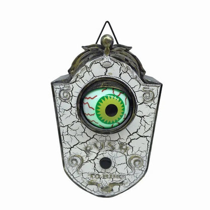 Animated Eyeball Halloween Doorbell - Push-to-Ring Decoration with Spooky Sounds and Glowing Green Eye