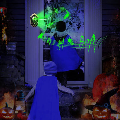 Animated Eyeball Halloween Doorbell - Push-to-Ring Decoration with Spooky Sounds and Glowing Green Eye