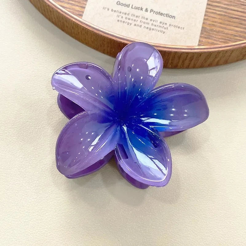Hawaiian Flower Hair Clips for Women – Giant Floral Shark Clip in Vibrant Yellow, Perfect for Parties & Korean-Inspired Style