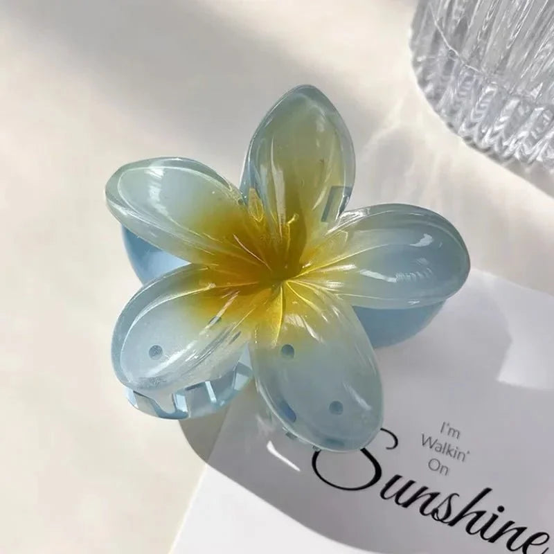 Hawaiian Flower Hair Clips for Women – Giant Floral Shark Clip in Vibrant Yellow, Perfect for Parties & Korean-Inspired Style