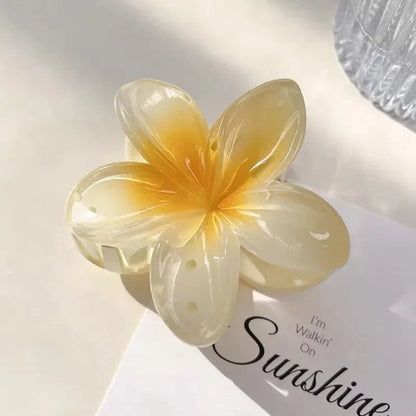 Hawaiian Flower Hair Clips for Women – Giant Floral Shark Clip in Vibrant Yellow, Perfect for Parties & Korean-Inspired Style