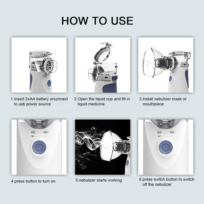 Portable Handheld Nebulizer - Alleviate Asthma & Respiratory Symptoms, Breathing Device to Strengthen Lungs