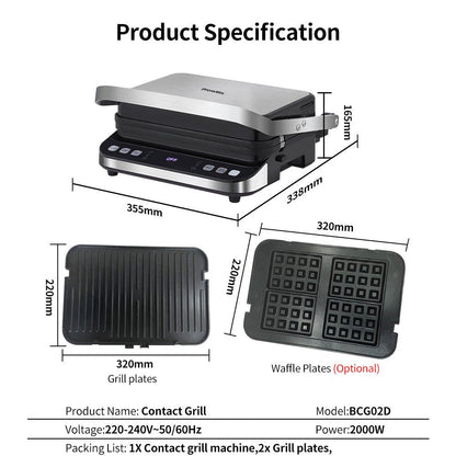 Smokeless Indoor Ceramic Electric Griddle - 6-in-1 Griller