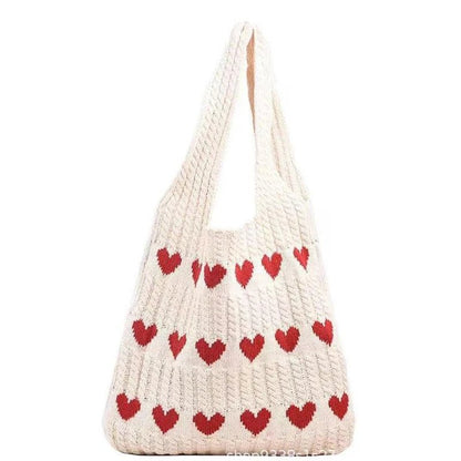 Heart Knitted Wool Shoulder Bag – Charming, Versatile & Perfect for Every Day