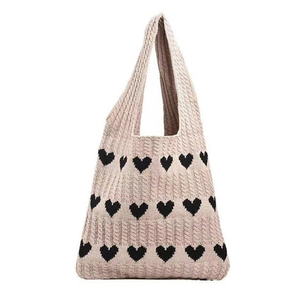 Heart Knitted Wool Shoulder Bag – Charming, Versatile & Perfect for Every Day