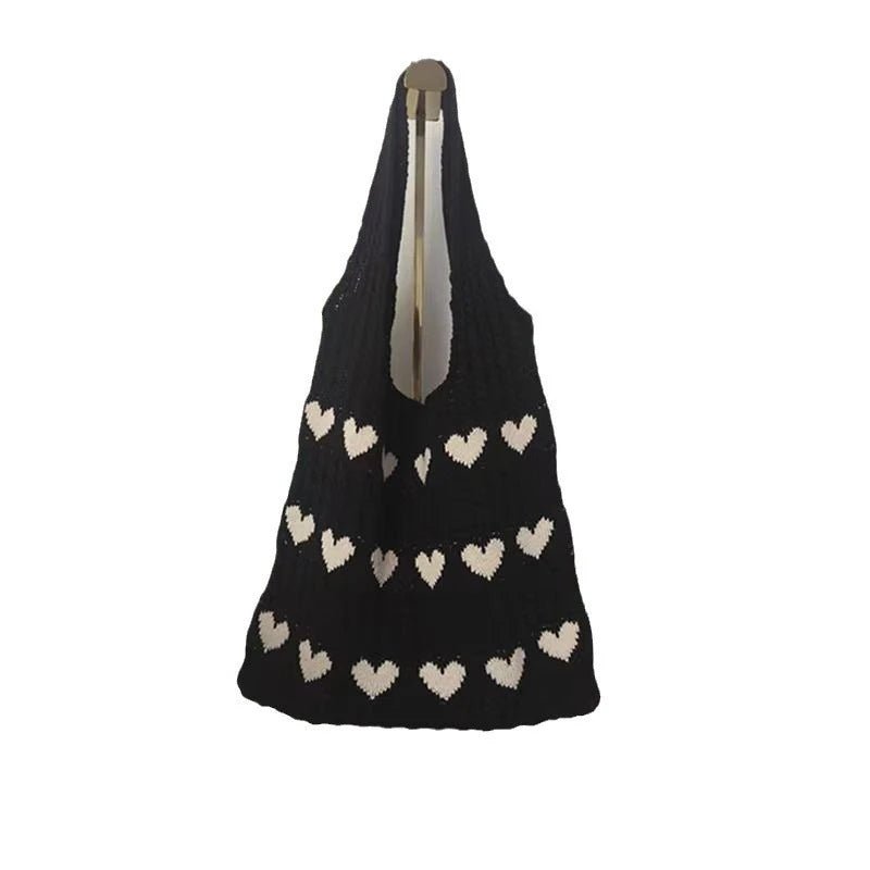 Heart Knitted Wool Shoulder Bag – Charming, Versatile & Perfect for Every Day