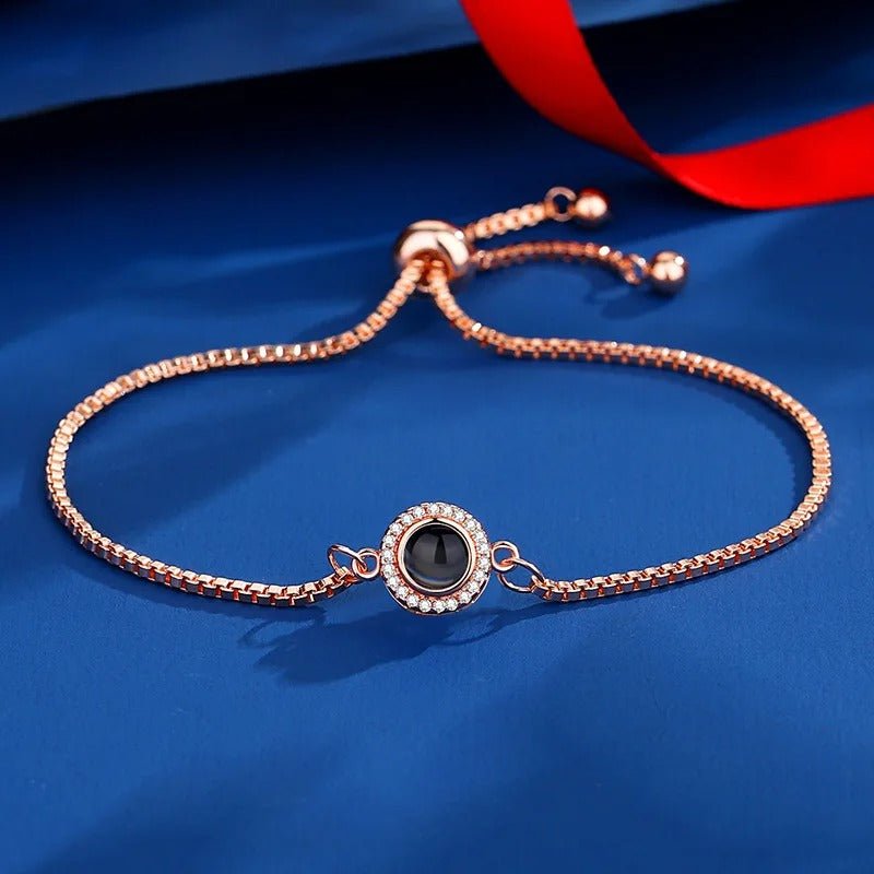 Heart Projection Ladies Bracelet - Personalized Photo Text Customized Collection Jewelry Perfect for Valentine's Day