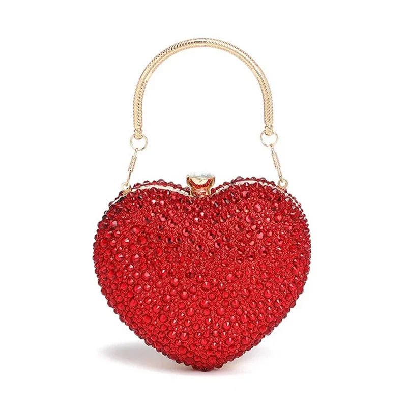 Heart Shaped Crystal Clutch – Glamorous Diamond-Inlay Bag for Weddings & Evenings