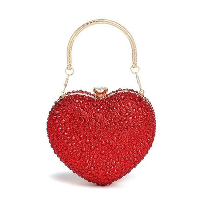 Heart Shaped Crystal Clutch – Glamorous Diamond-Inlay Bag for Weddings & Evenings