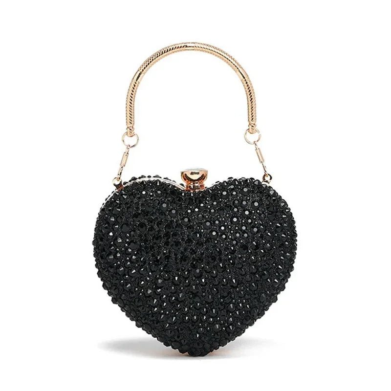 Heart Shaped Crystal Clutch – Glamorous Diamond-Inlay Bag for Weddings & Evenings