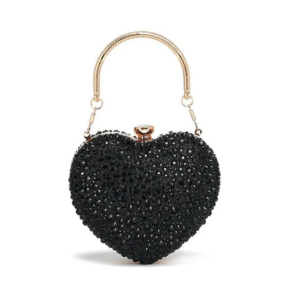 Heart Shaped Crystal Clutch – Glamorous Diamond-Inlay Bag for Weddings & Evenings