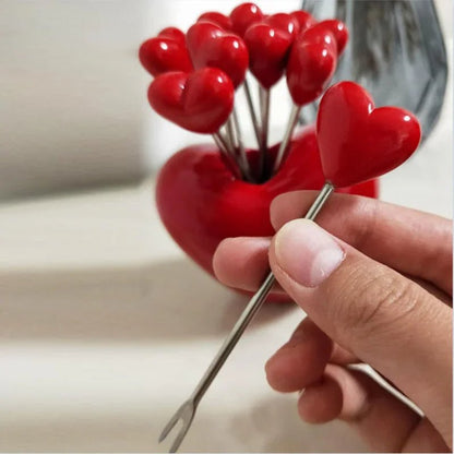 Heart Shaped Stainless Steel Forks Set – Charming, Versatile Picks for Kids & Treats Perfect for Valentine's Day