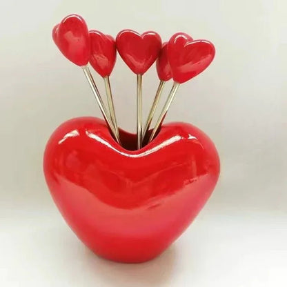 Heart Shaped Stainless Steel Forks Set – Charming, Versatile Picks for Kids & Treats Perfect for Valentine's Day
