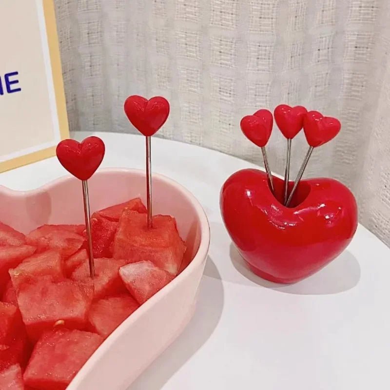 Heart Shaped Stainless Steel Forks Set – Charming, Versatile Picks for Kids & Treats Perfect for Valentine's Day