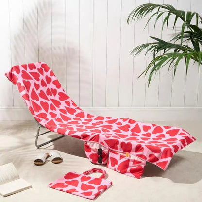 Extra-Large Quick Dry Beach Lounge Chair Towel – Microfiber Spa Pool Towel with Handy Pockets for Travel and Relaxation