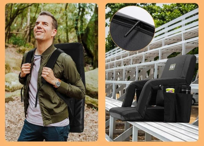 Heated Folding Bleacher Seat - Heated Stadium Seats for Bleachers with Back Support