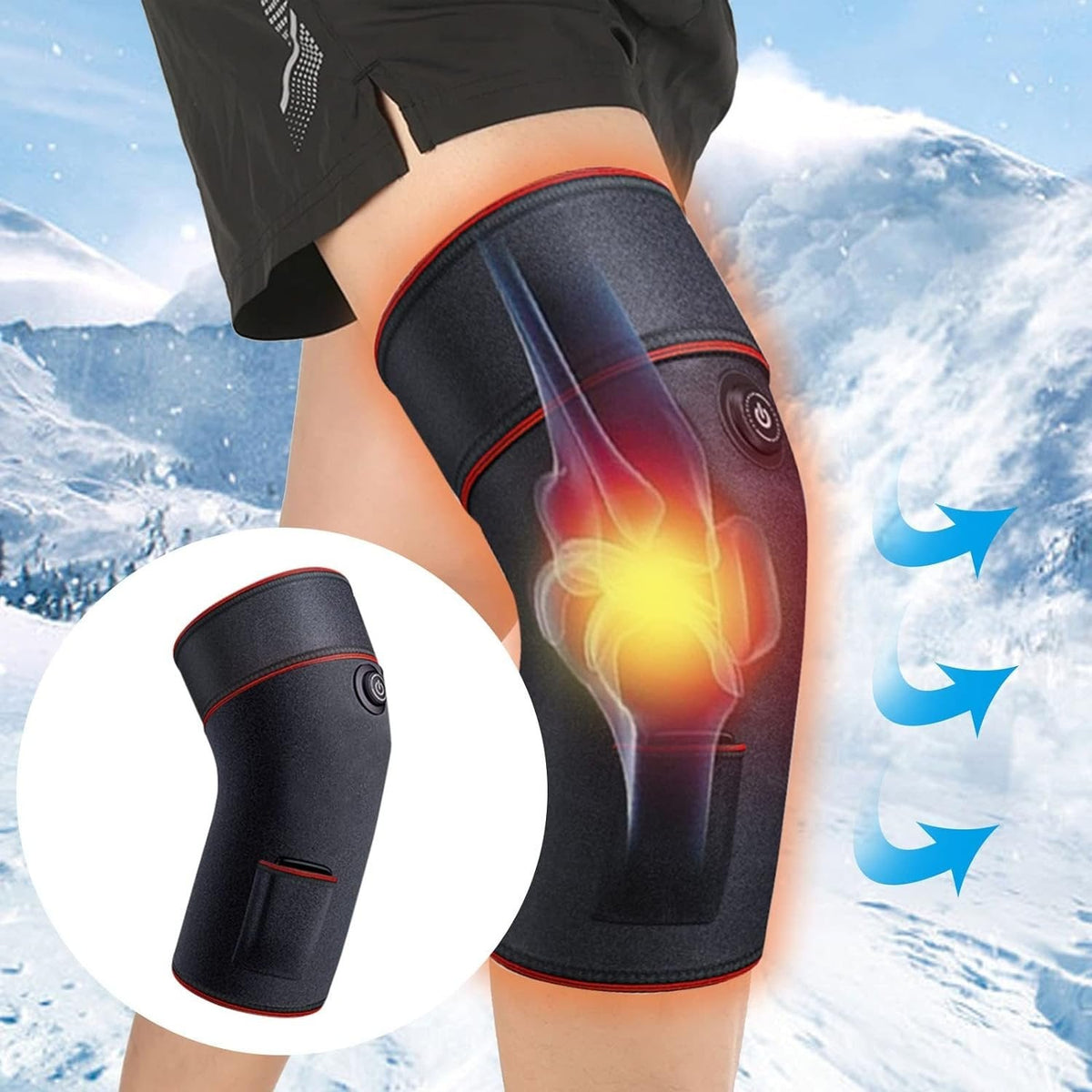 Heated Knee Wrap Massager - Support Brace Infrared Heating Therapy for Knee Pain Relief