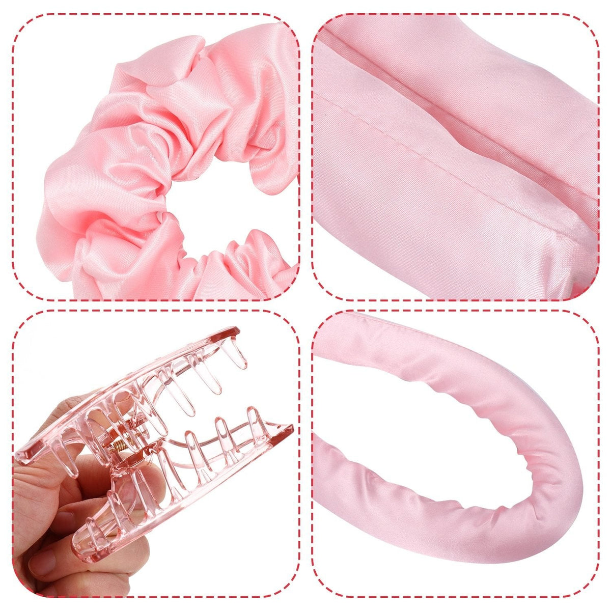 Headband Lazy Curler Set - Satin Curl Ribbon Hair Wrap with Scrunchie and Hair Clips to Get Natural Waves
