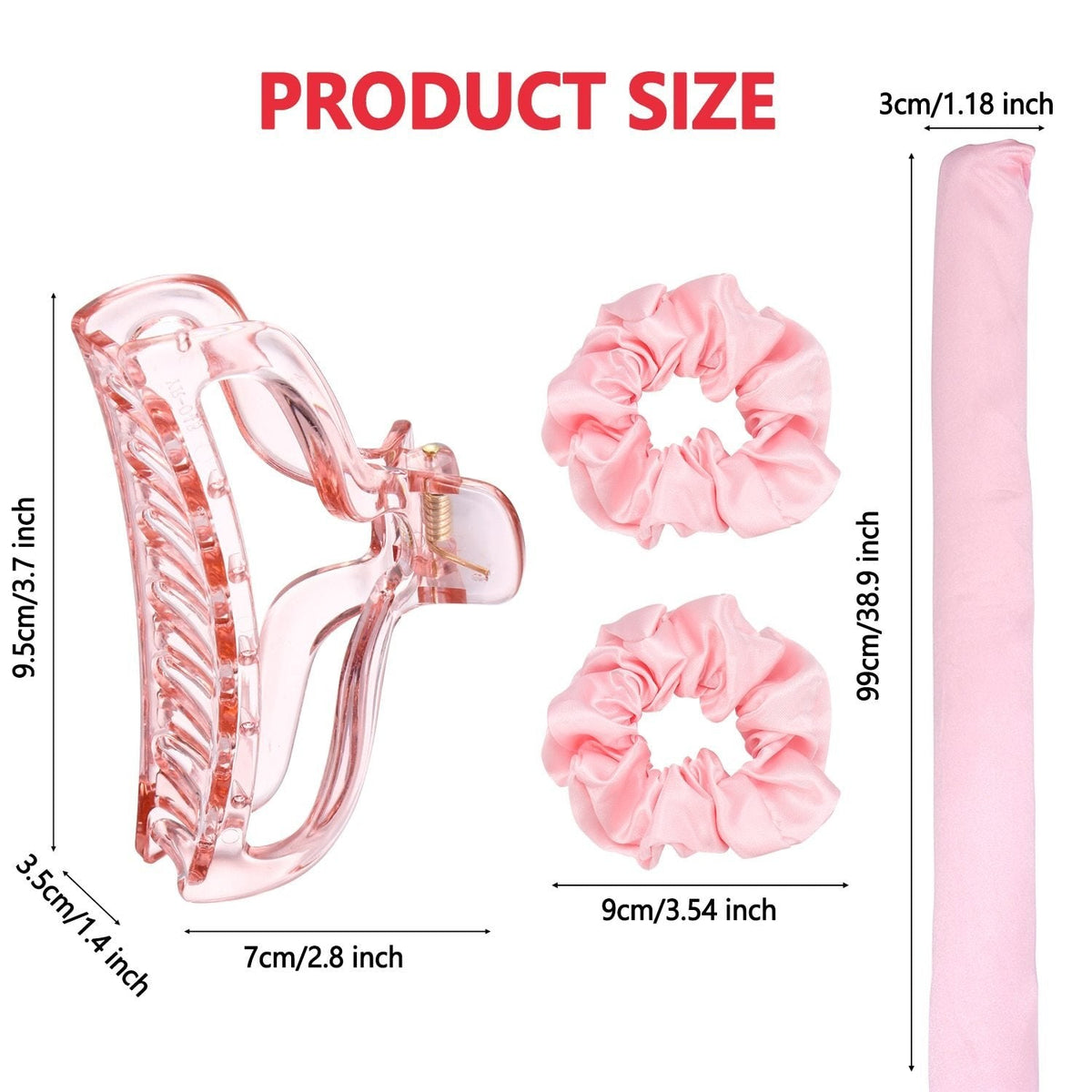 Headband Lazy Curler Set - Satin Curl Ribbon Hair Wrap with Scrunchie and Hair Clips to Get Natural Waves