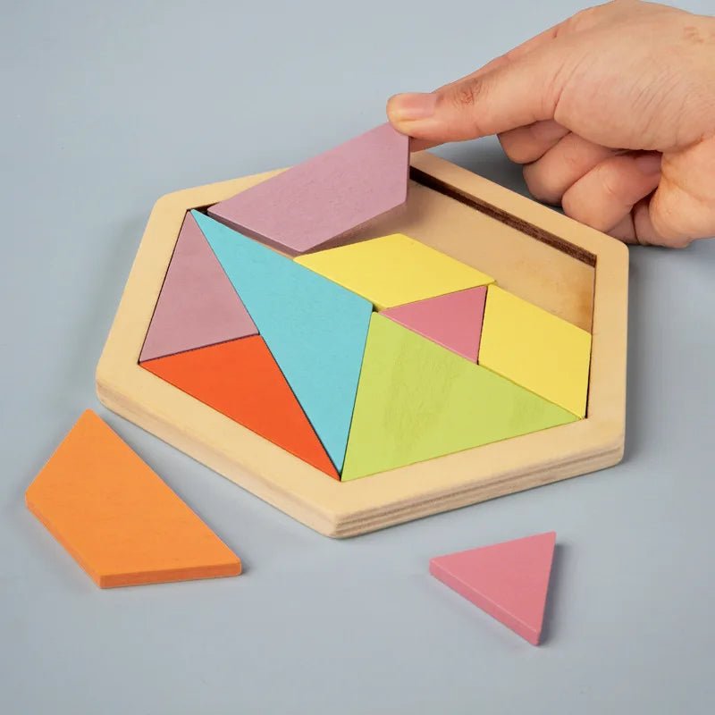 Hexagonal Wooden Puzzles – 3D Puzzles Fun Educational Brain Game for Kids, Perfect Montessori-Inspired Gift for Preschool Learning and IQ Development
