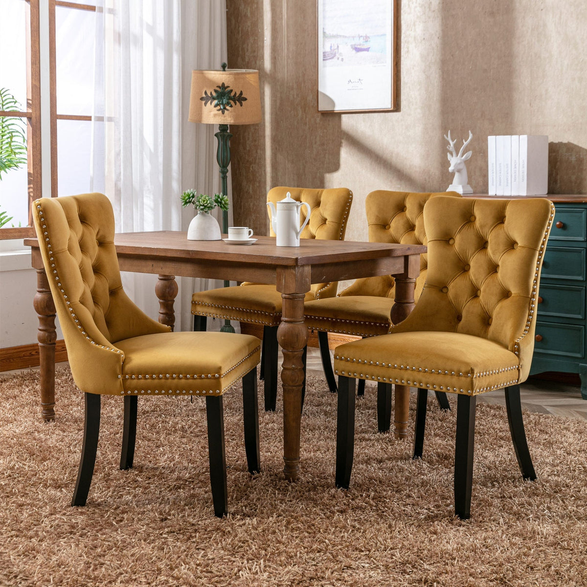 Elegant Velvet Tufted Dining Chairs – Luxury & Comfort for Your Home!