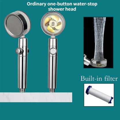 High Pressure Showerhead, Hand held with Fan, Built-in Filter, Turbo Propeller