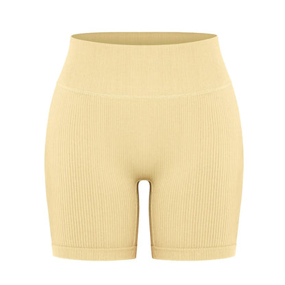 High-Waisted Seamless Ribbed Yoga Shorts for Women – Elastic, Flattering Workout & Gym Leggings