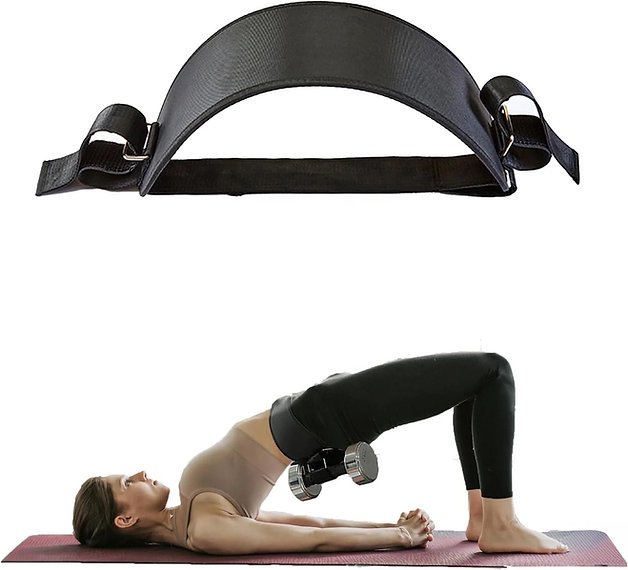 Hip Thrust Belt - Foldable Hip Thrust Band for Dumbbells, Kettlebells, and Plates - Gym and Home Workouts with Slip-Resistant Padding
