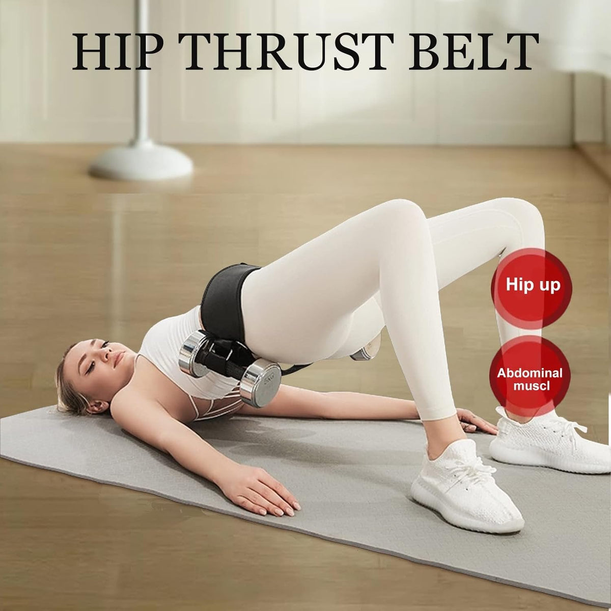 Hip Thrust Belt - Squat Belt Adjustable Barbell Pad Easy to Use with Dumbbells, Kettlebells, or Plates